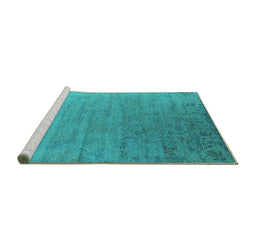 Sideview of Machine Washable Oriental Turquoise Industrial Area Rugs, wshurb2085turq