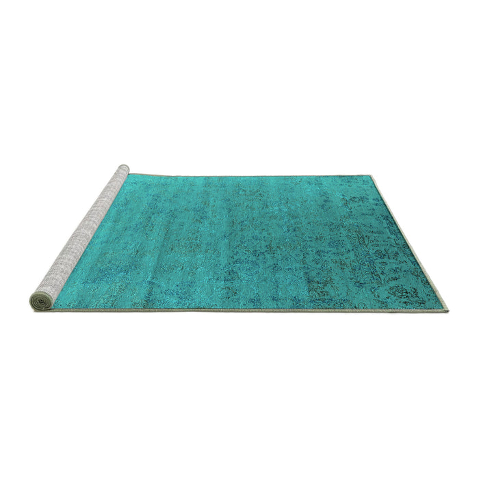 Sideview of Machine Washable Oriental Turquoise Industrial Area Rugs, wshurb2085turq