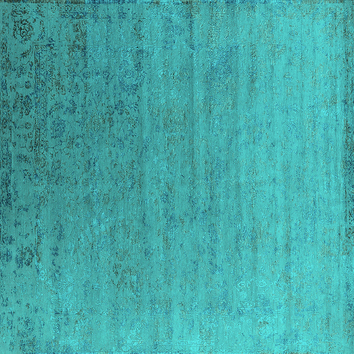 Square Machine Washable Oriental Turquoise Industrial Area Rugs, wshurb2085turq