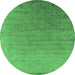 Round Oriental Emerald Green Industrial Rug, urb2085emgrn