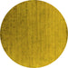 Round Machine Washable Oriental Yellow Industrial Rug, wshurb2085yw