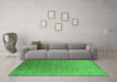 Machine Washable Oriental Green Industrial Area Rugs in a Living Room,, wshurb2085grn