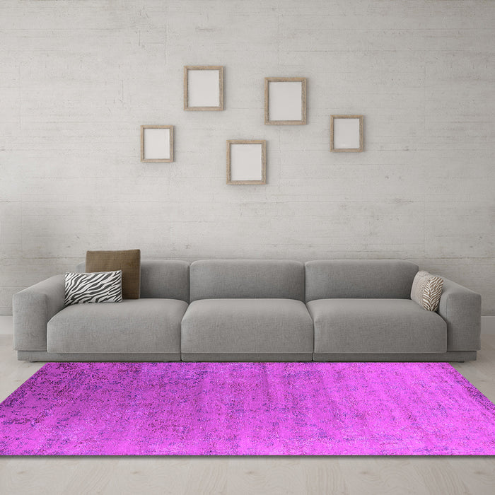 Machine Washable Oriental Pink Industrial Rug in a Living Room, wshurb2085pnk