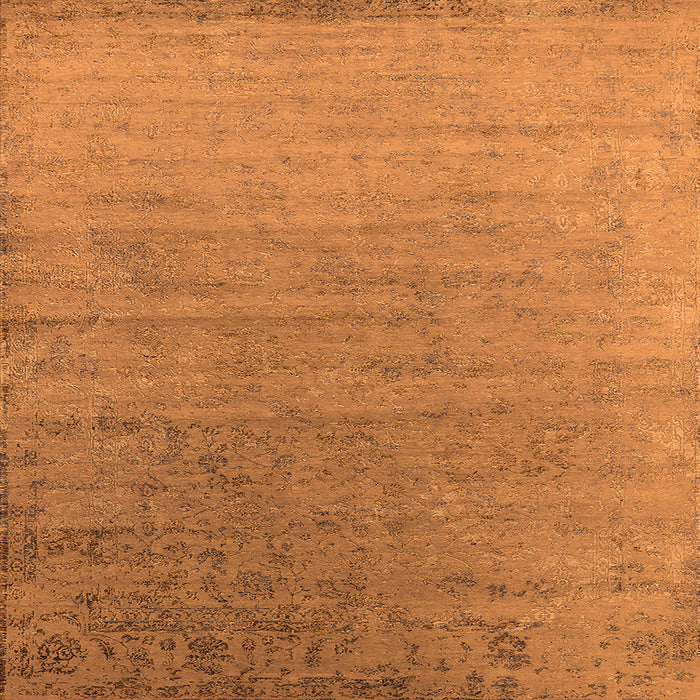 Square Machine Washable Oriental Orange Industrial Area Rugs, wshurb2085org