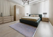 Mid-Century Modern Dark Gray Oriental Rug in a Bedroom, urb2085