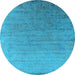 Round Oriental Light Blue Industrial Rug, urb2085lblu