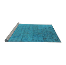 Sideview of Machine Washable Oriental Light Blue Industrial Rug, wshurb2085lblu