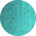 Round Oriental Turquoise Industrial Rug, urb2086turq