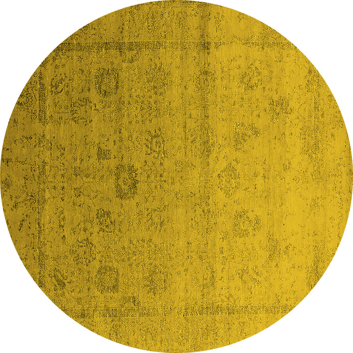 Round Oriental Yellow Industrial Rug, urb2086yw