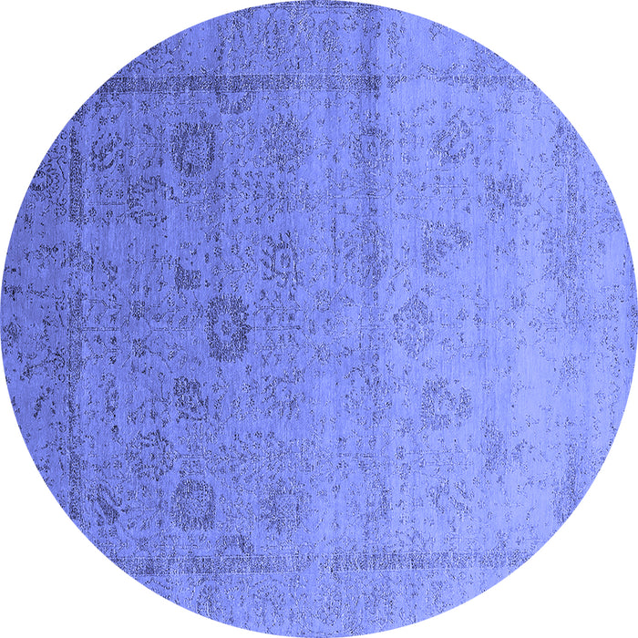 Round Oriental Blue Industrial Rug, urb2086blu