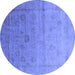 Round Oriental Blue Industrial Rug, urb2086blu