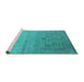 Sideview of Machine Washable Oriental Turquoise Industrial Area Rugs, wshurb2086turq