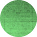 Round Oriental Emerald Green Industrial Rug, urb2086emgrn
