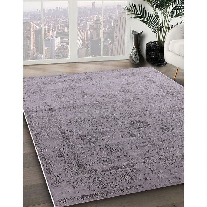 Mid-Century Modern Dark Gray Oriental Rug in Family Room, urb2086