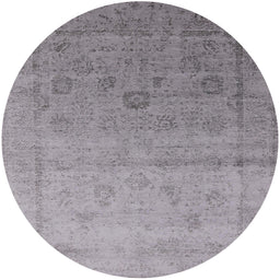 Round Mid-Century Modern Dark Gray Oriental Rug, urb2086