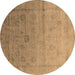 Round Oriental Brown Industrial Rug, urb2086brn