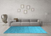 Machine Washable Oriental Light Blue Industrial Rug, wshurb2086lblu