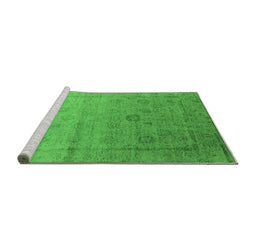 Sideview of Machine Washable Oriental Green Industrial Area Rugs, wshurb2086grn
