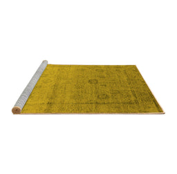 Sideview of Machine Washable Oriental Yellow Industrial Rug, wshurb2086yw