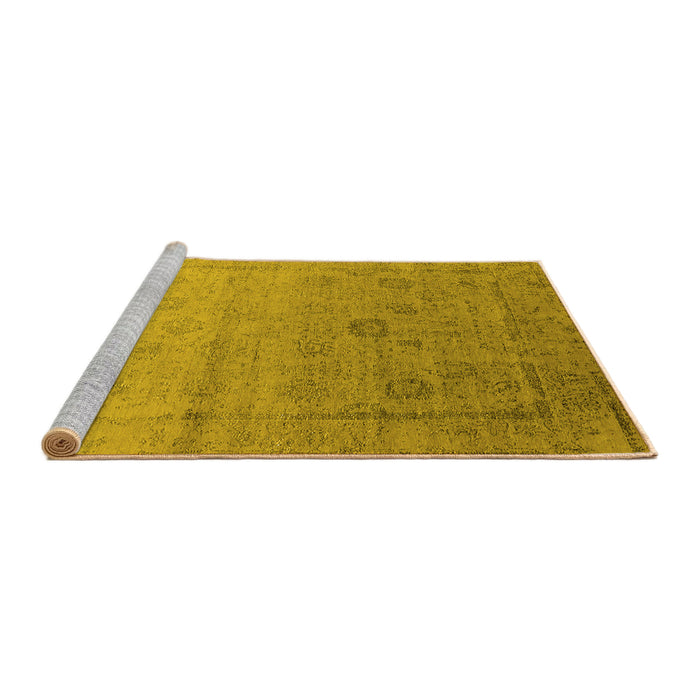 Sideview of Machine Washable Oriental Yellow Industrial Rug, wshurb2086yw