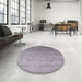 Round Machine Washable Industrial Modern Dark Gray Rug in a Office, wshurb2086