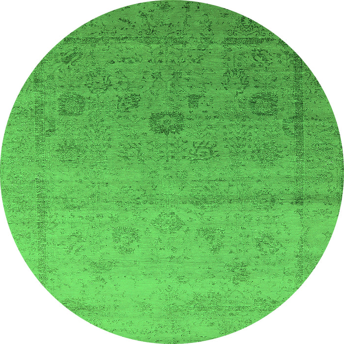 Round Oriental Green Industrial Rug, urb2086grn