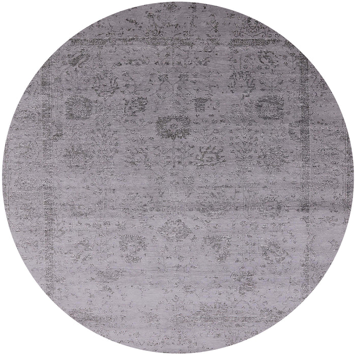 Round Machine Washable Industrial Modern Dark Gray Rug, wshurb2086