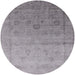 Round Machine Washable Industrial Modern Dark Gray Rug, wshurb2086