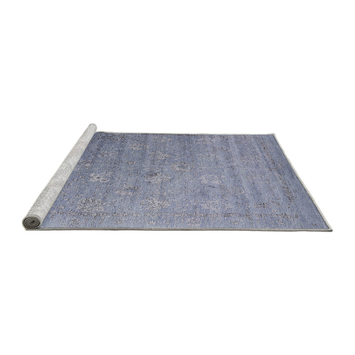 Sideview of Machine Washable Industrial Modern Slate Blue Grey Blue Rug, wshurb2087