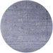 Round Mid-Century Modern Slate Blue Grey Oriental Rug, urb2087