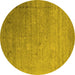 Round Oriental Yellow Industrial Rug, urb2087yw