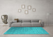 Machine Washable Oriental Turquoise Industrial Area Rugs in a Living Room,, wshurb2087turq