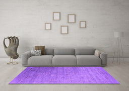 Machine Washable Oriental Purple Industrial Area Rugs in a Living Room, wshurb2087pur