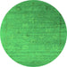 Round Oriental Green Industrial Rug, urb2087grn