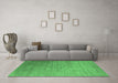 Machine Washable Oriental Emerald Green Industrial Area Rugs in a Living Room,, wshurb2087emgrn