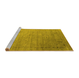 Sideview of Machine Washable Oriental Yellow Industrial Rug, wshurb2087yw