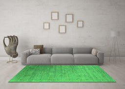 Machine Washable Oriental Green Industrial Area Rugs in a Living Room,, wshurb2087grn