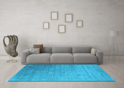 Machine Washable Oriental Light Blue Industrial Rug in a Living Room, wshurb2087lblu