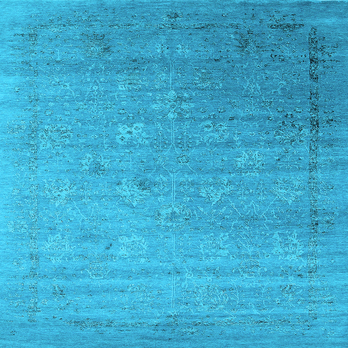 Square Machine Washable Oriental Light Blue Industrial Rug, wshurb2087lblu