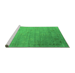 Sideview of Machine Washable Oriental Green Industrial Area Rugs, wshurb2087grn