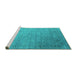 Sideview of Machine Washable Oriental Turquoise Industrial Area Rugs, wshurb2087turq