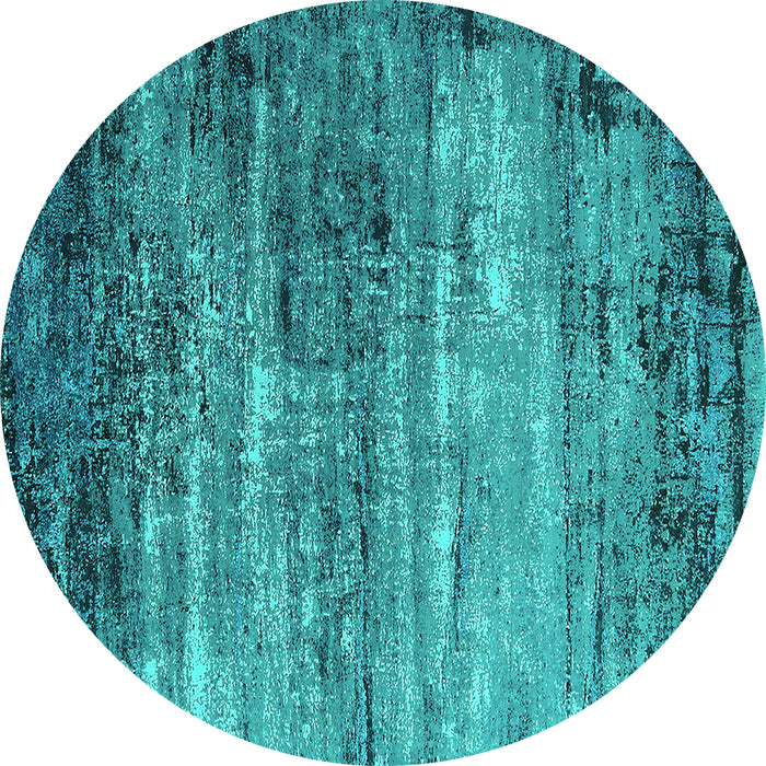 Round Machine Washable Oriental Turquoise Industrial Area Rugs, wshurb2088turq