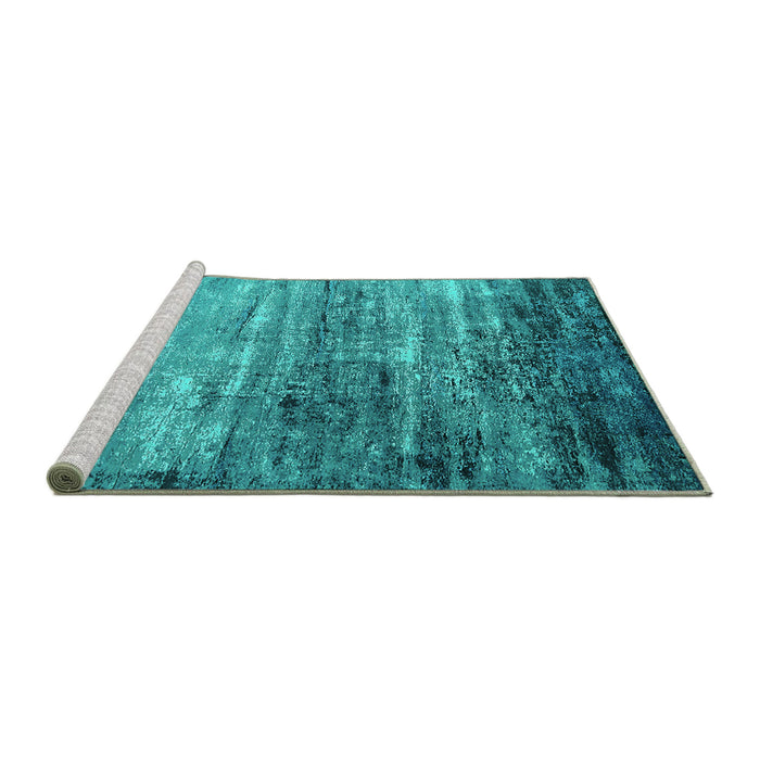 Sideview of Machine Washable Oriental Turquoise Industrial Area Rugs, wshurb2088turq