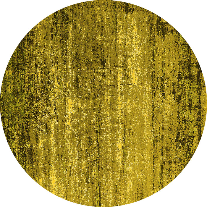 Round Oriental Yellow Industrial Rug, urb2088yw