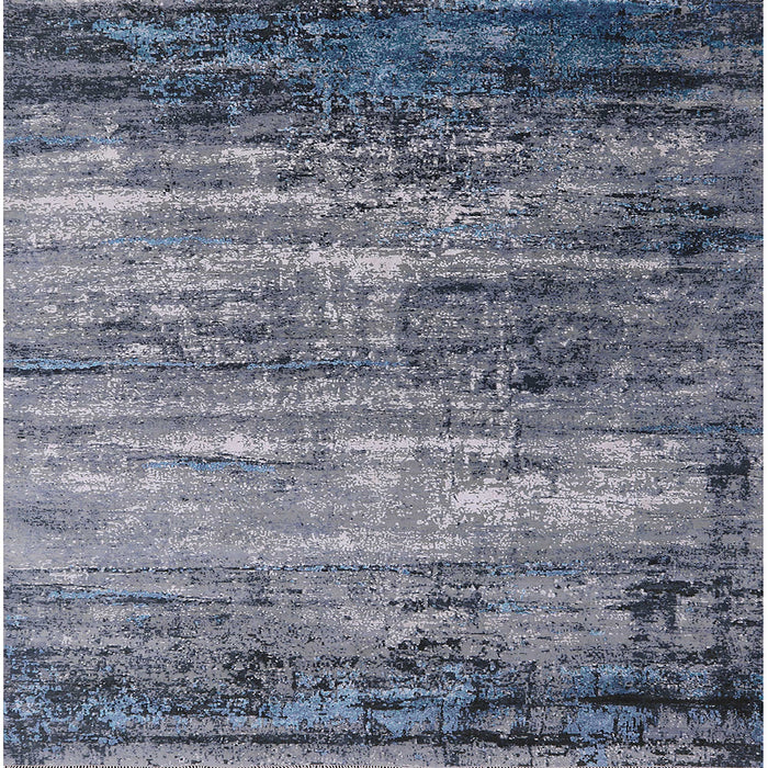 Square Mid-Century Modern Purple Navy Blue Oriental Rug, urb2088