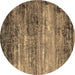 Round Oriental Brown Industrial Rug, urb2088brn