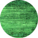 Round Oriental Green Industrial Rug, urb2088grn