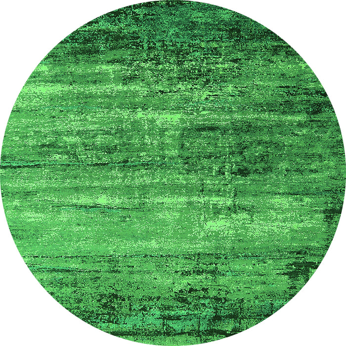 Round Machine Washable Oriental Green Industrial Area Rugs, wshurb2088grn