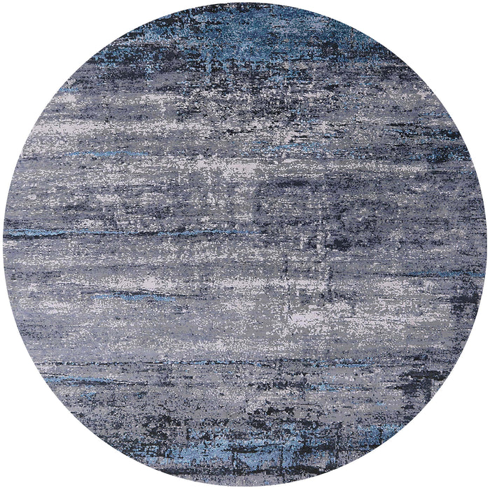 Round Machine Washable Industrial Modern Purple Navy Blue Rug, wshurb2088
