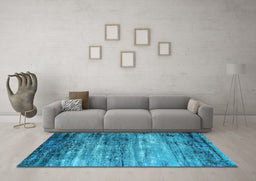 Machine Washable Oriental Light Blue Industrial Rug in a Living Room, wshurb2088lblu